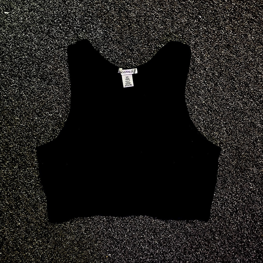 black cropped halter top